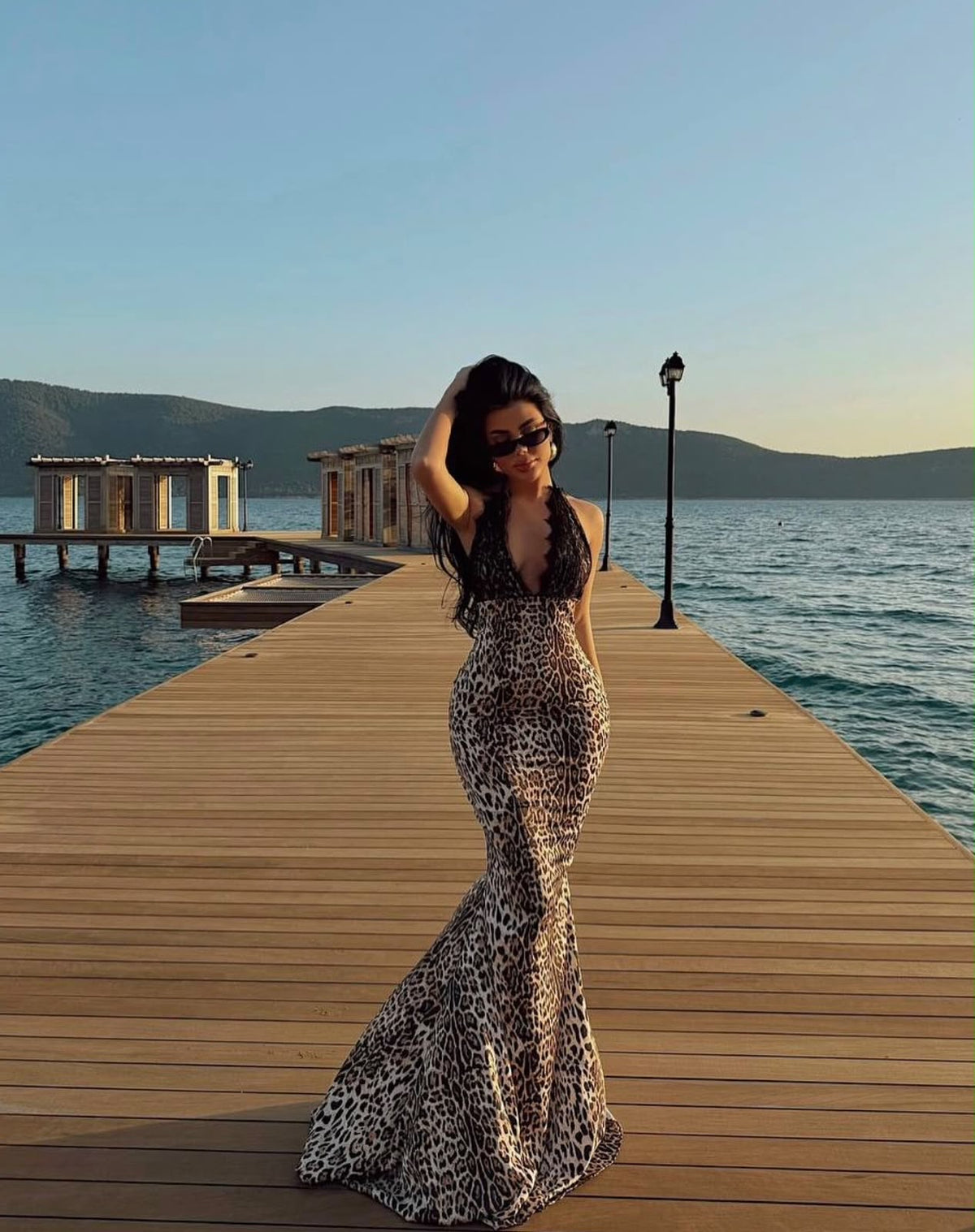 Fustan Leopard me Dantellë