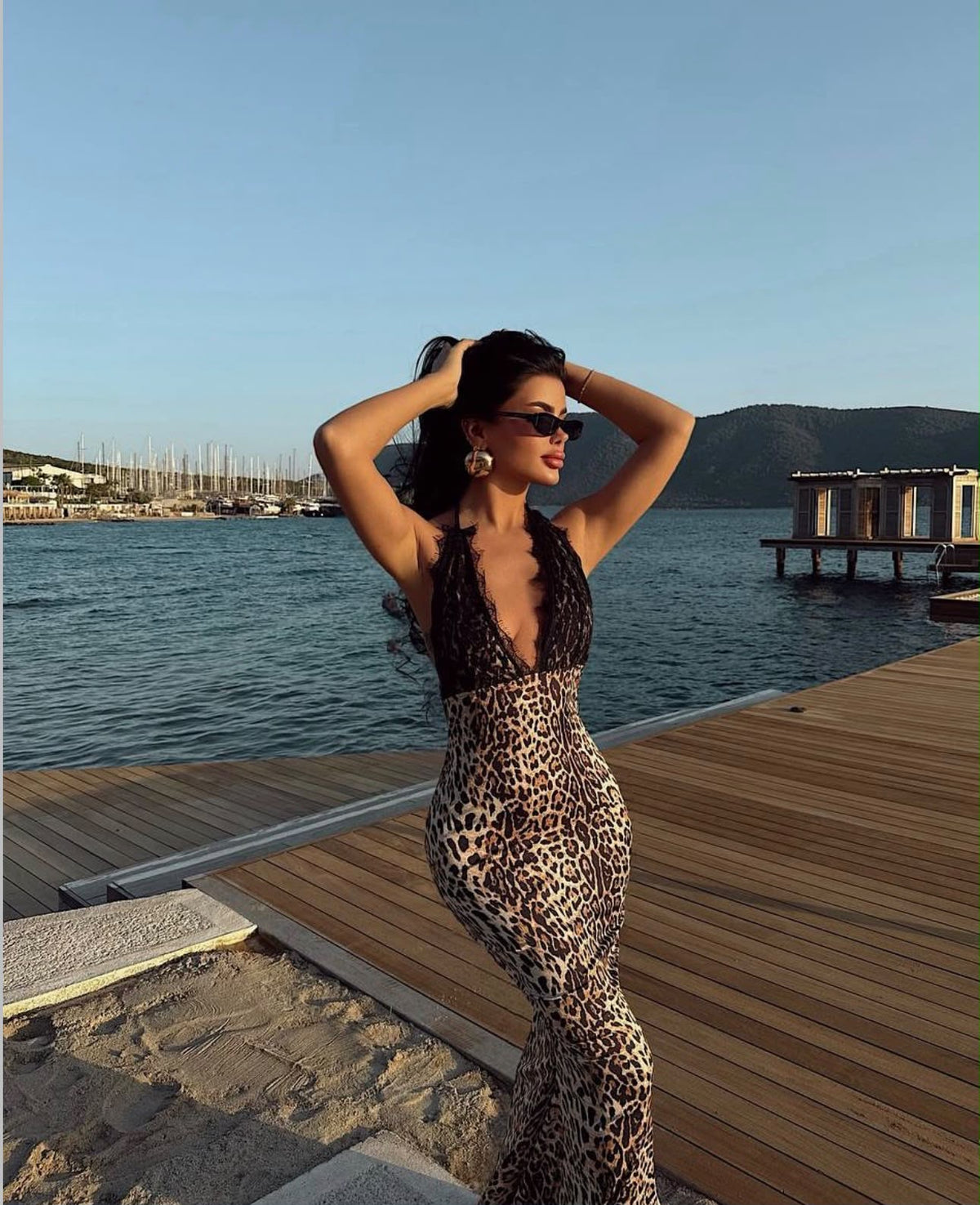 Fustan Leopard me Dantellë
